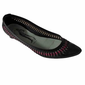 Belle Sigerson Morrison Ballet Flat Black Leather Woven Weave Point Toe …